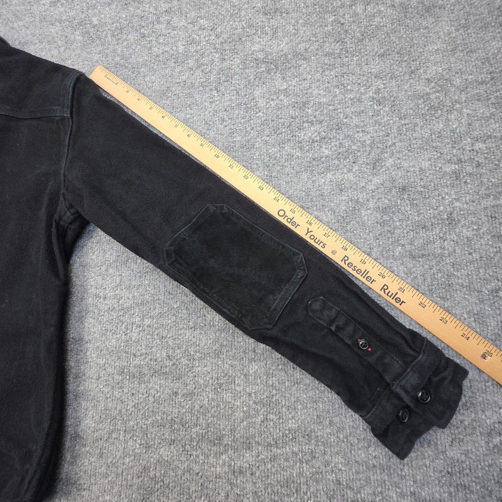 CPO Provisions Flannel Shirt Jacket Shacket Elbow Patch Medium Black Heavy - Picture 10 of 11